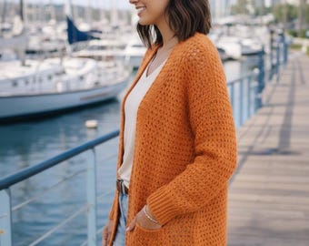 Cozy Burgundy Crochet Cardigan with Casual Chic Vibe