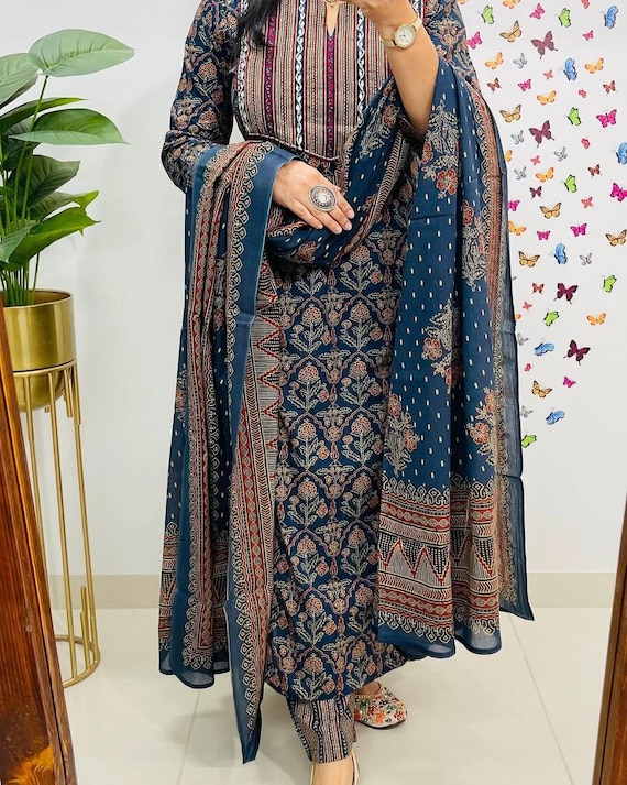 Cotton Kurti Set with Dupatta | Hand-Worked Indian Ethnic Wear