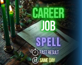 May include: An image featuring green candles with lit flames, a resume, and the words "CAREER JOB SPELL." Additional text includes "FAST RESULT," "SAME DAY," and "PHOTO PROOF."