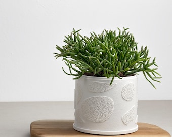 Vaso de plantas moderno para interiores – Vaso minimalista branco – 10 cm 13 cm 15 cm – Decoração geométrica texturizada