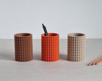Organizador de escritorio minimalista, portalápices beige, marrón y naranja