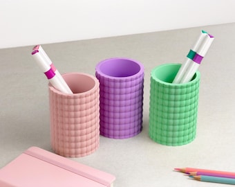 Organizador de mesa em tons pastel – Porta-canetas, porta-lápis, suporte para pincéis de maquiagem, decoração para mesa infantil