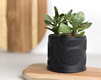 Vaso preto texturizado – Vaso moderno para plantas de interior, 10 cm, 13 cm, 15 cm, decoração minimalista para mesa.