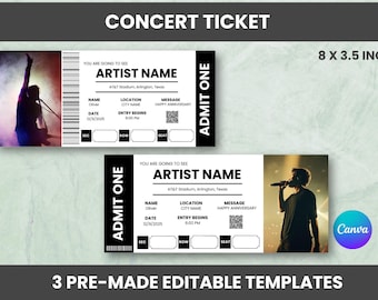 Editable Concert Ticket Template | Music Gift Voucher | Surprise Event Pass | Canva Printable PDF