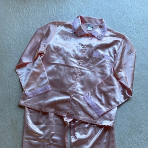90s NWT Silky Lace Pajamas // 2-Piece Pink Sleepwear Lounge Set // Size Large