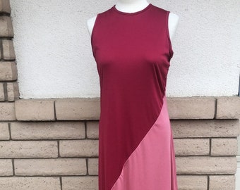 70s Grecian Drape Color Block Maxi Dress + Shawl by Toni Todd Size M-L