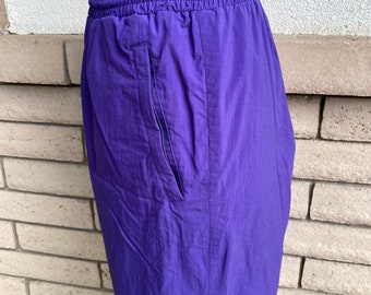 VTG 90s Purple Nylon Joggers Ankle Zip Elastic Waist 1990s Vintage Small S