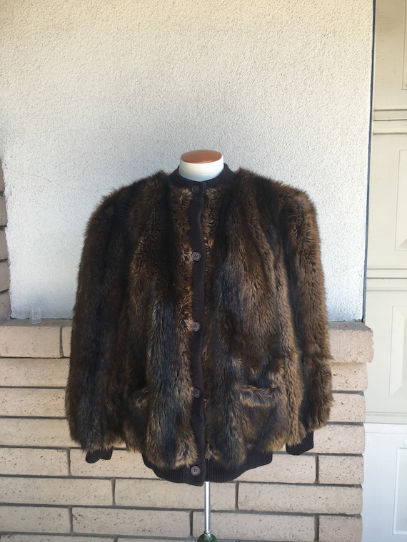 Vintage LILLI ANN Faux Fur Coat 1980s Fake Fur But