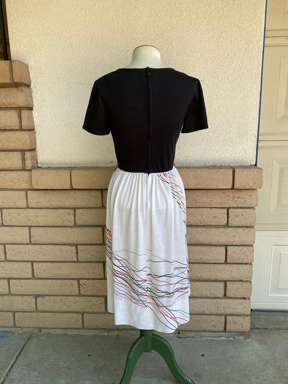 70s String Knit Cape Dress High Waist Contrast Su… - image 8
