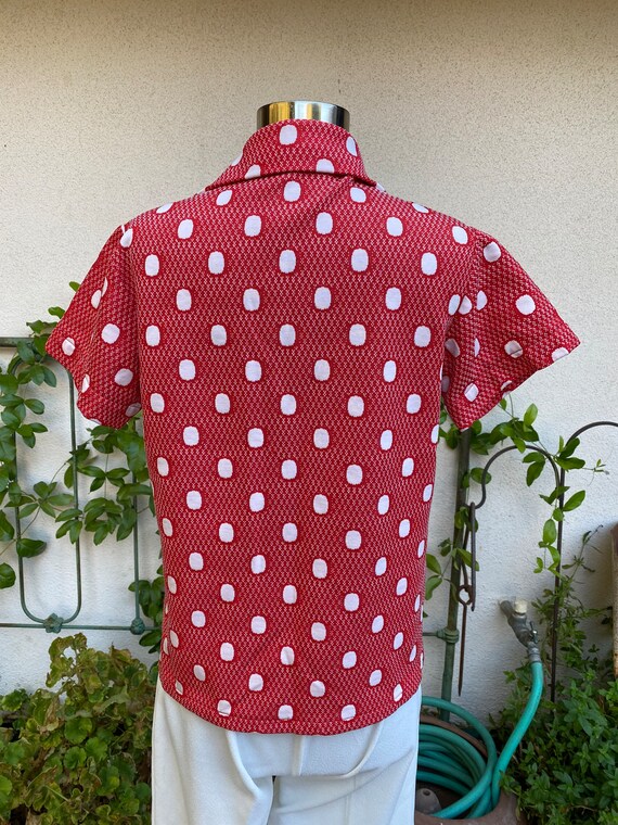 Men's Vintage 1970s  Polka Dot Shirt L