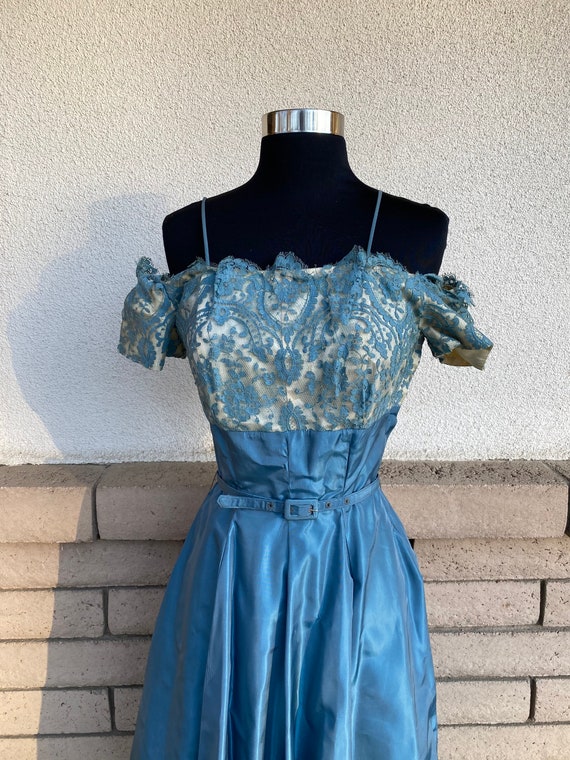 Vintage 1940s Party Fit and Flare Crinoline Dress… - image 1