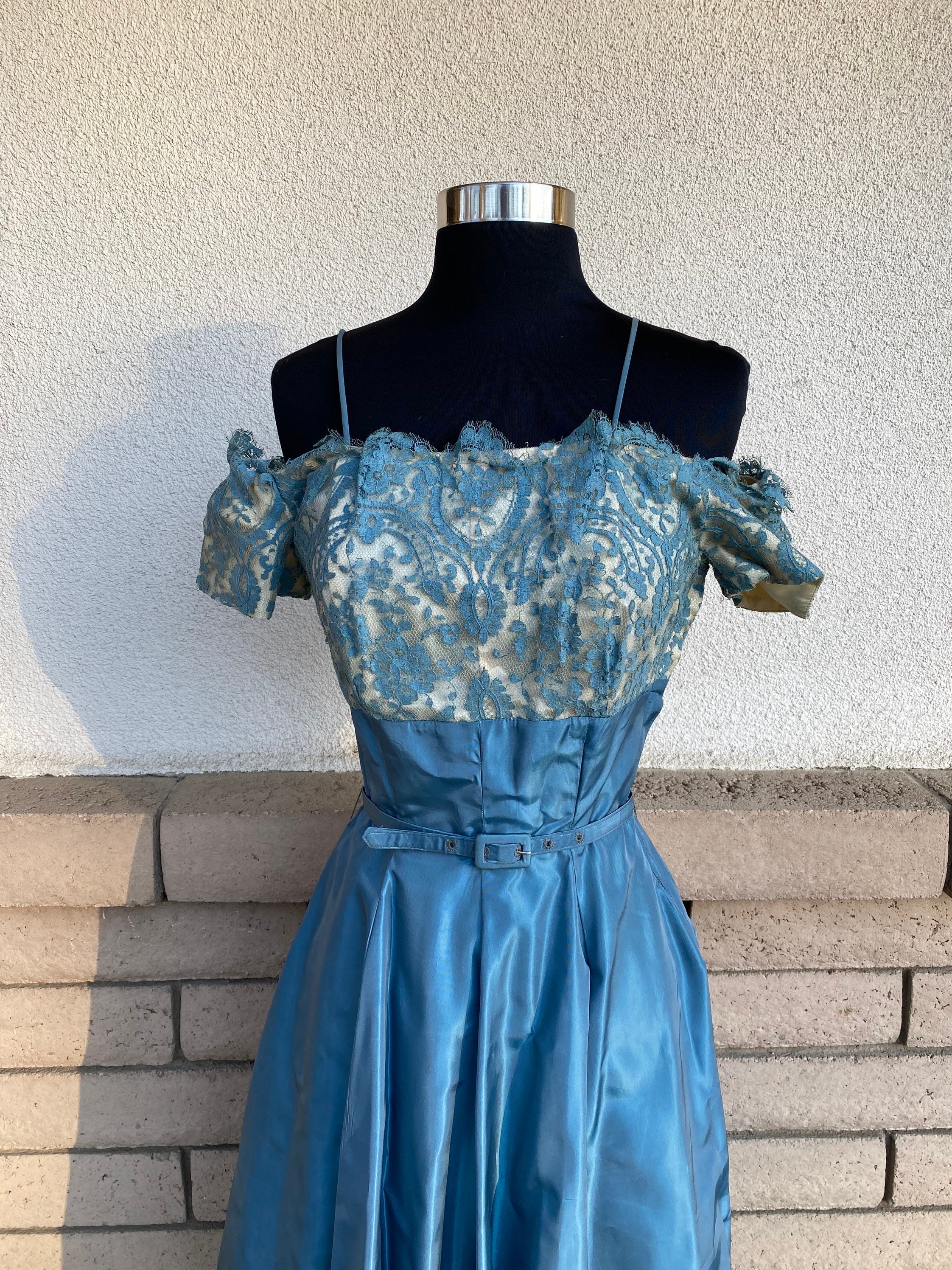 duchess sophie wows in summery blue dress and espadrille wedges Dusty Blue Prom Dress 2024 Fairy Spaghetti Straps Tulle Sparkly 12 / Black