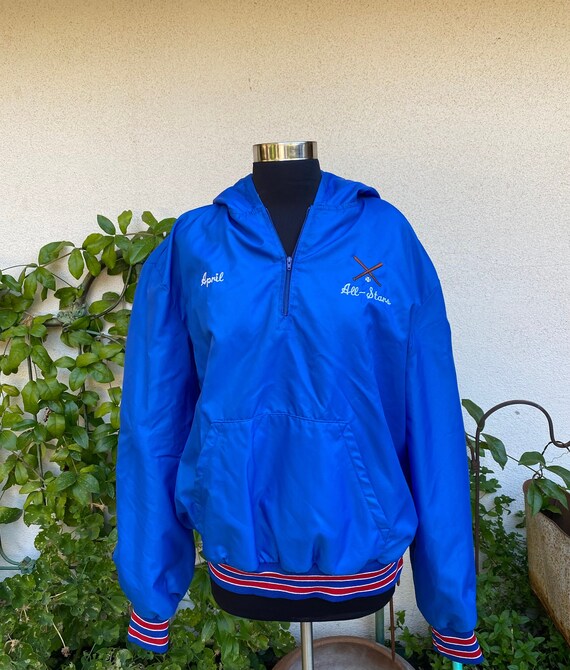 Vintage All Stars Softball Jacket Hooded Pullover… - image 1