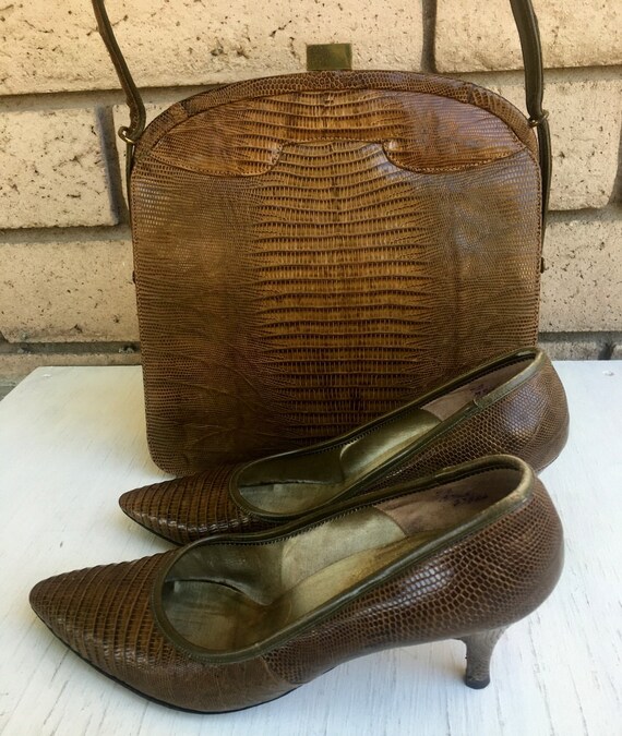 50s Reptile High Heels & Purse Designer Set by Pa… - image 2