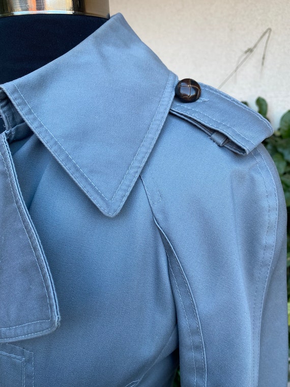 70s Gray Belted Trench Coat by Junior Gallery Zip… - image 7