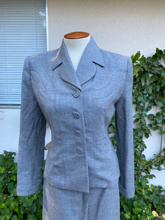1940s 1950s Gray Roos Bros Suit Wool New Look Blazer … - Gem