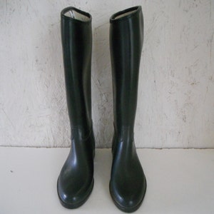 Vintage Women's Black Rubber Riding Boots . Equestrian Boots . Wellies Tiny Fit Size 34 US 4-5 image 3