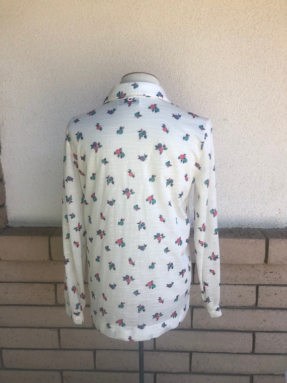 Vintage 80s Apple Blouse Novelty Print Button Up … - image 5