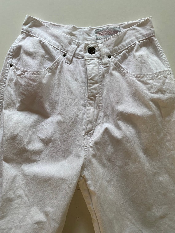 70s 80s White Jeans BB Blues High Waisted Split A… - image 2