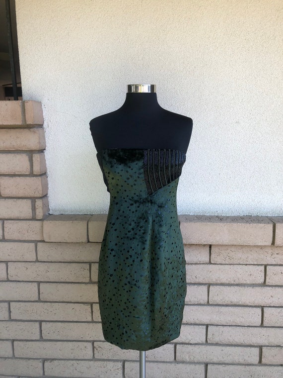 green emerald velvet dress Sheer Embellished Bodycon Mini Dress in Emerald - 12