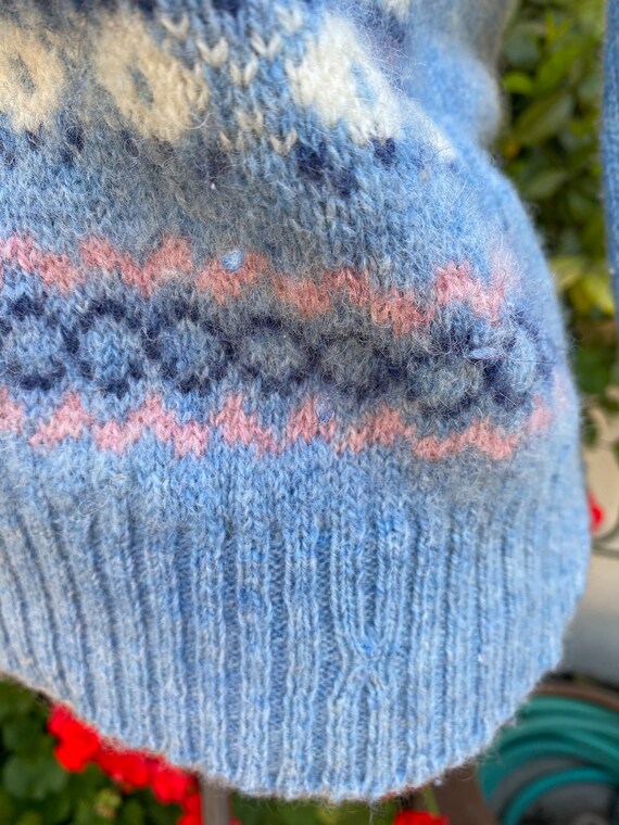 80s Pastel Wool Sweater Blue Pink Vintage Pullove… - image 7