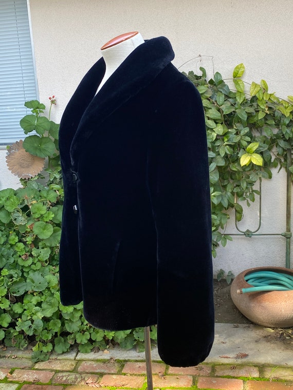 Vintage 70s Faux Fur Jacket Black Plush Teddy Bea… - image 3