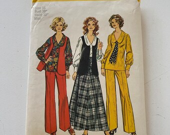 Size 16 70s Skirt & Pantsuit Pattern Simplicity 5302 Mainly Uncut