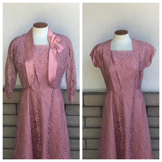 pink lace dress and jacket