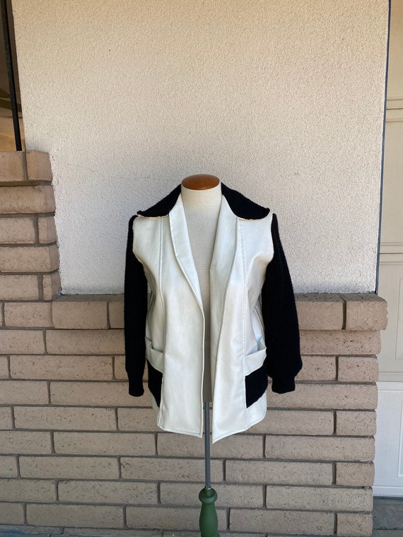 Faux leather sweater jacket discount