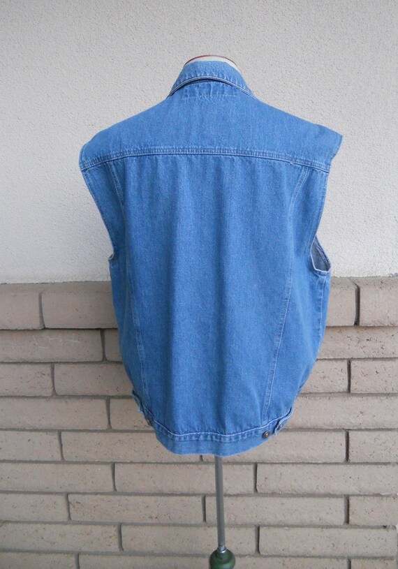 Denim Vest 80s 90s Vintage Blue Jean Vest Unisex … - image 4