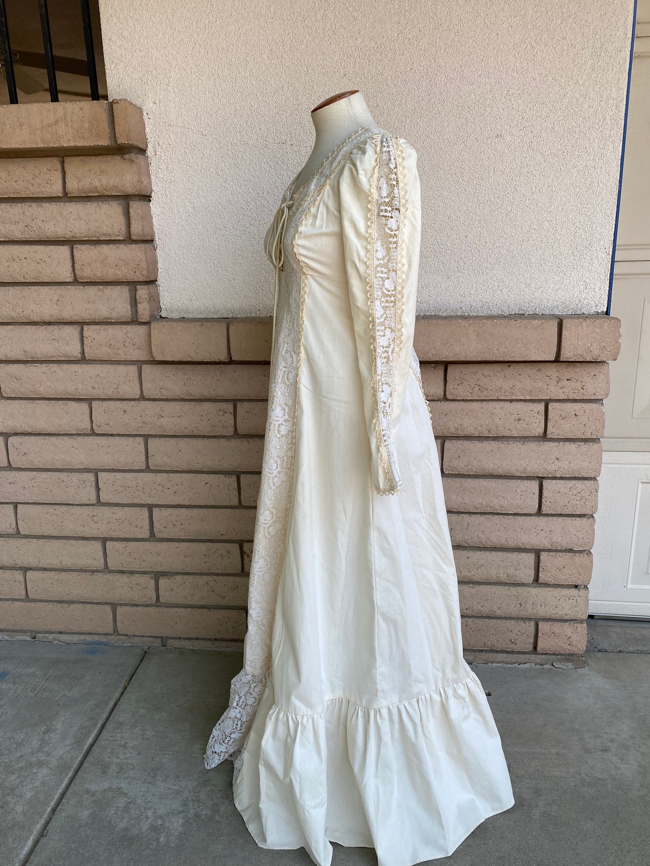 Vintage 70s Gunne Sax Dress Lace up Corset Maxi Dress Beige Jessica's ...