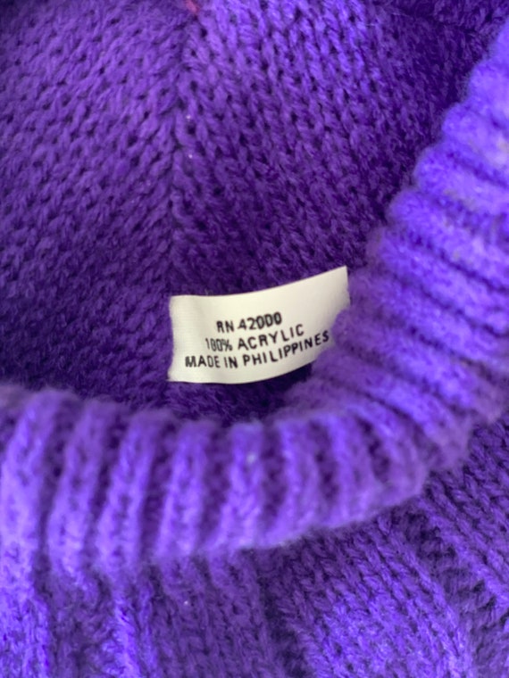70s Purple Beret Tam Hat Cable Knit Design Men Wo… - image 6