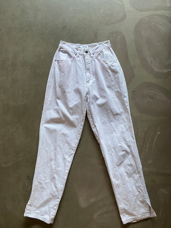 70s 80s White Jeans BB Blues High Waisted Split A… - image 1