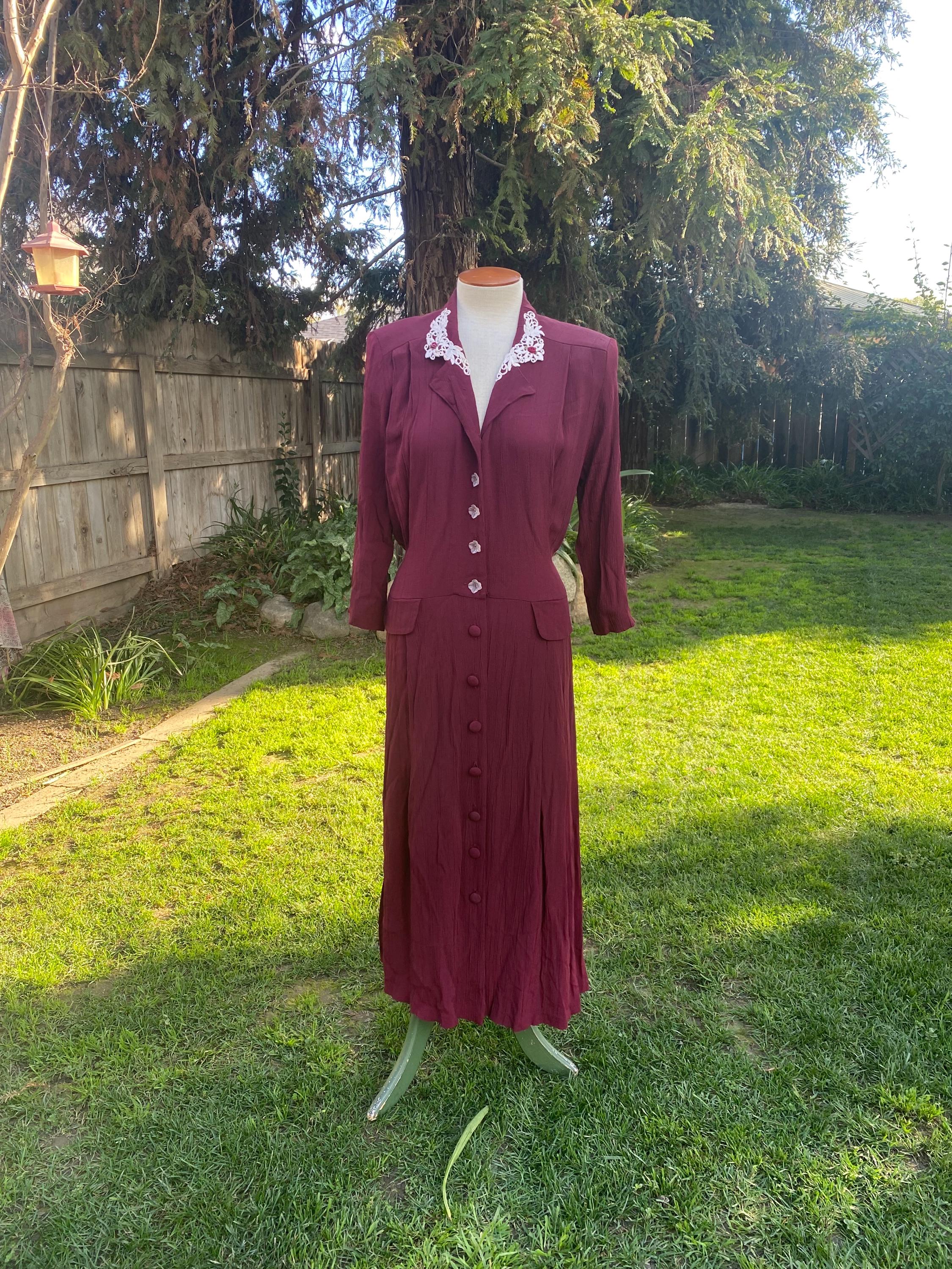 90s Button up Maxi Dress - Etsy