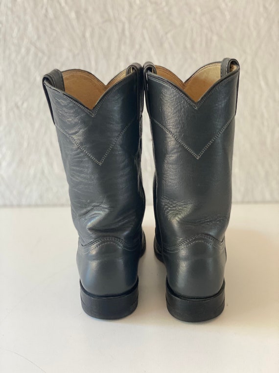 Vintage Gun Metal Gray Leather Justin Boots Women… - image 4