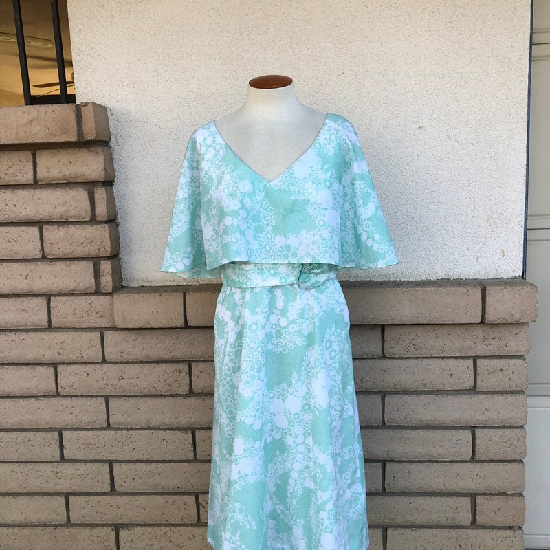 Black Geo Floral Cape Dress