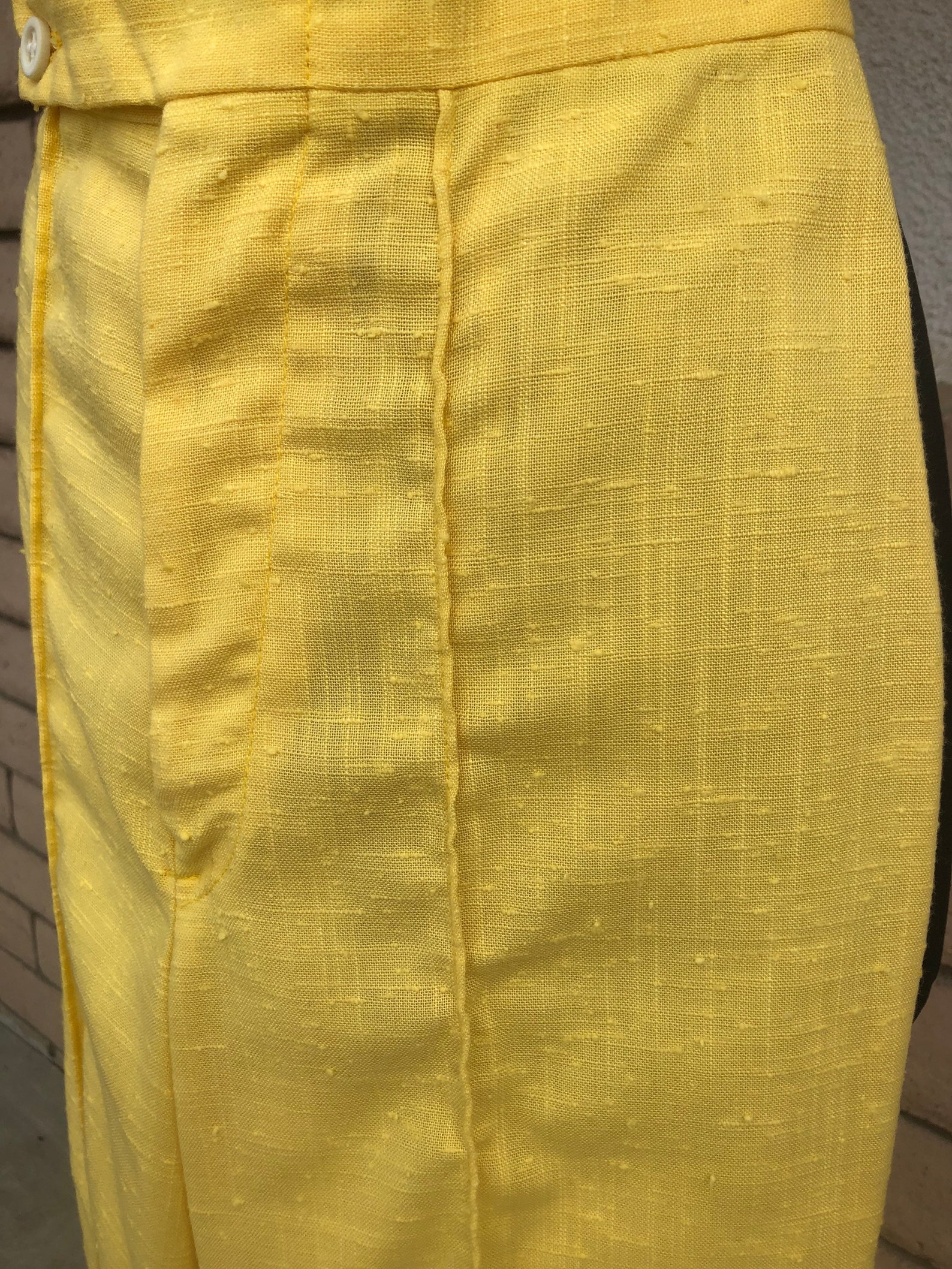 70s Sunshine Yellow Bell Bottoms High Waisted Pants Creased - Etsy