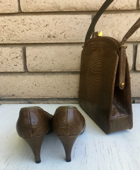 50s Reptile High Heels & Purse Designer Set by Pa… - image 3