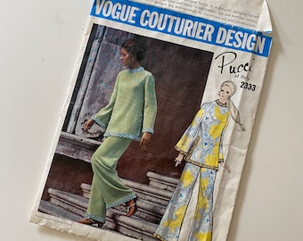 Vintage 60s70s Emilio Pucci Pantsuit Pattern Vogue Couturier Design 2333 Size 12 Complete