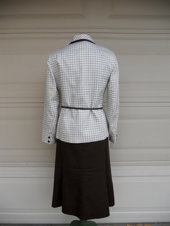 SALE 60s Dress Set .  Dress and Jacket Brown Chec… - image 3