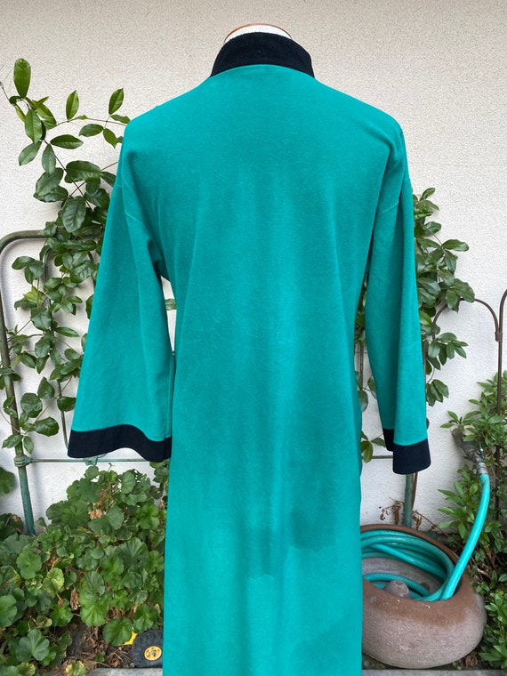 70s Vanity Fair Color Block Robe Emerald Green Ho… - image 4