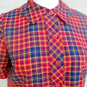 SALE Vintage 60s Plaid Top . Summer Madras Crop Top . Peter Pan Collar image 2