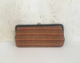 Vintage 50s 60s Autumn Woven Tweed Clutch by Morris Moskowitz for I.Magnin