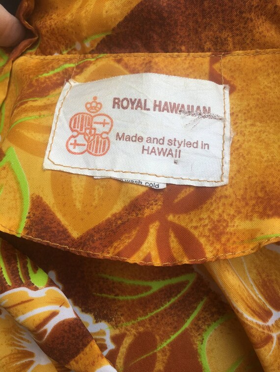 50s Golden Brown Hawaiian Tunic Top Shirt by Roya… - image 5