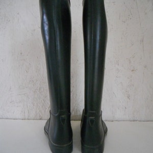 Vintage Women's Black Rubber Riding Boots . Equestrian Boots . Wellies Tiny Fit Size 34 US 4-5 image 4