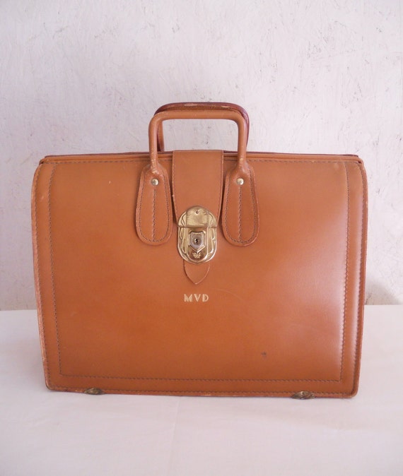 50s 60s Leather Briefcase / MVD Salesman Case by D