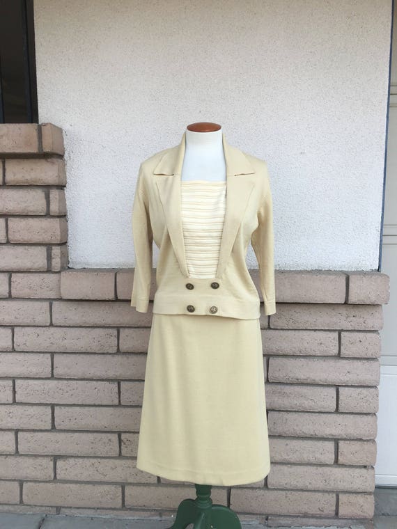 50s Knit Skirt Set Hand Loomed Italian Wool Pencil