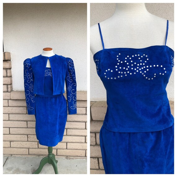 royal blue suede dress