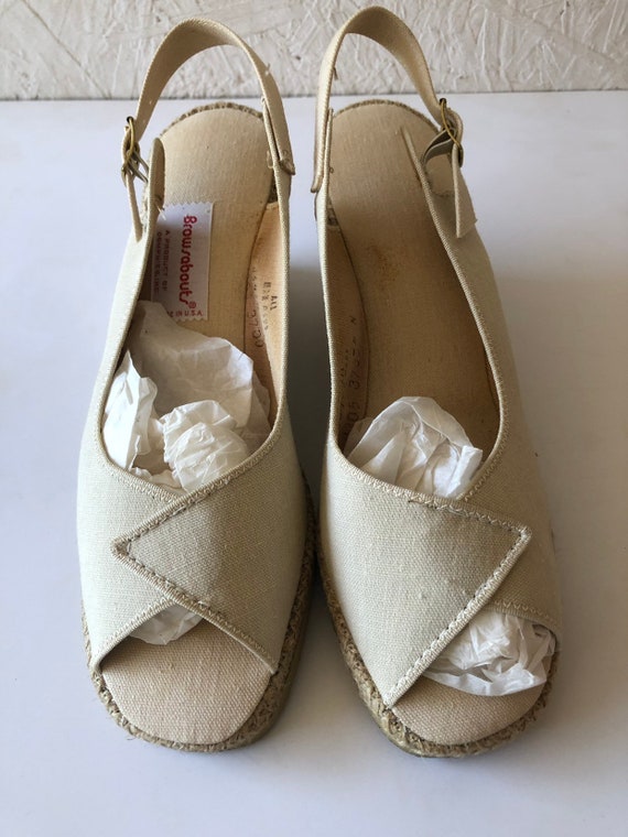 Vintage UNWORN Beige Linen Espadrilles Deadstock … - image 2