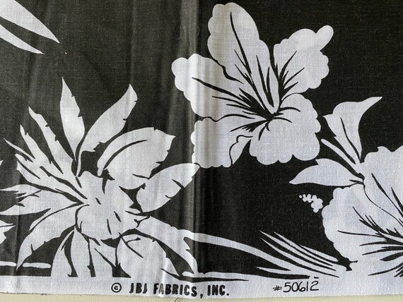 【メール便送料無料対応可】 Vintage Hawaiian Fabric Black and White Pineapple Hibiscus ワンピース